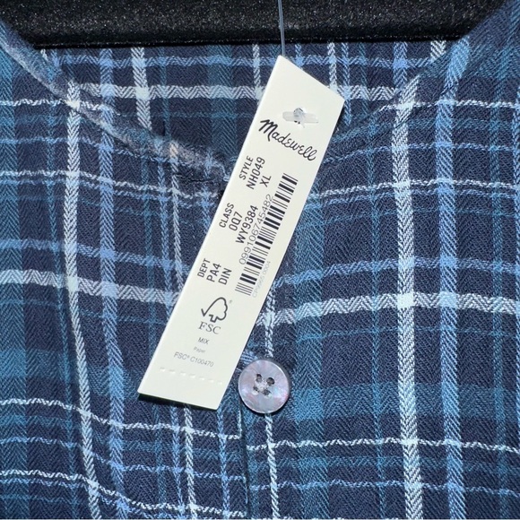 Madewell Anaya Blue Plaid Ruffle Blue Plaid Mini Dress Women Size XL - Picture 5 of 11